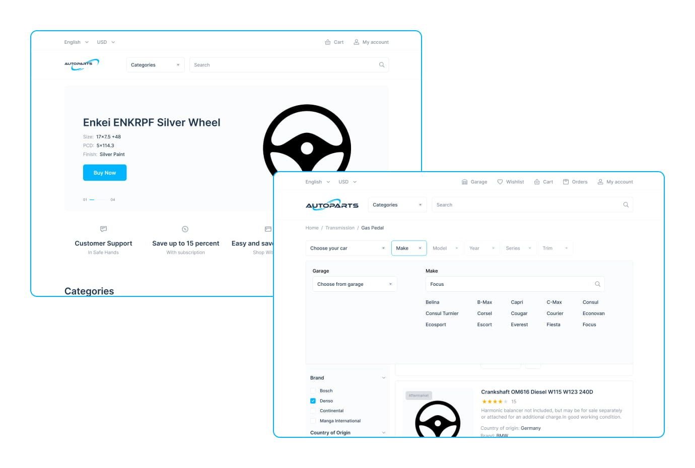 Interactive automotive marketplace prototype with vehicle-based filtering