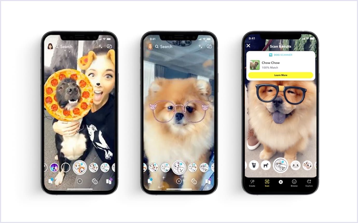 Lenses feature example: Snapchat