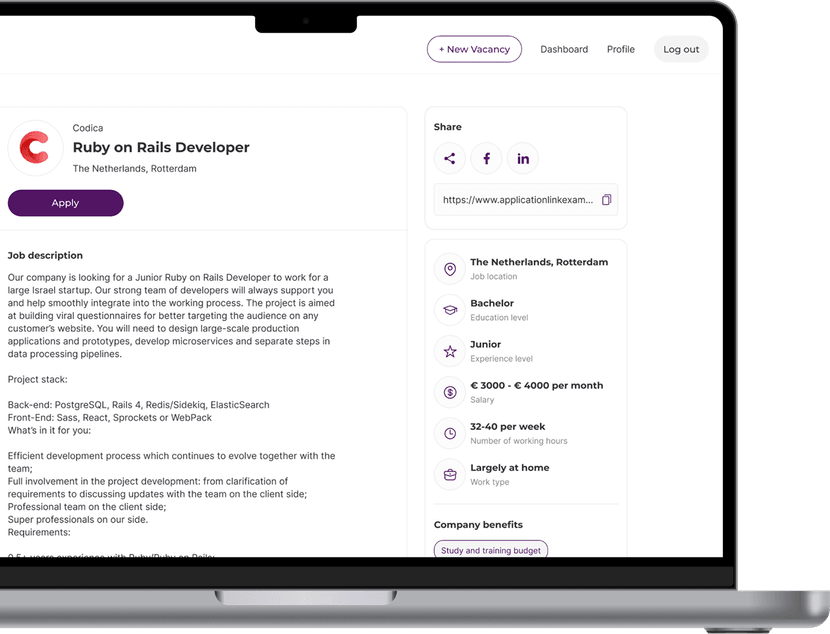 An AI-powered recruitment SaaS for posting job ads worldwide An AI-powered recruitment SaaS for posting job ads worldwide | Codica