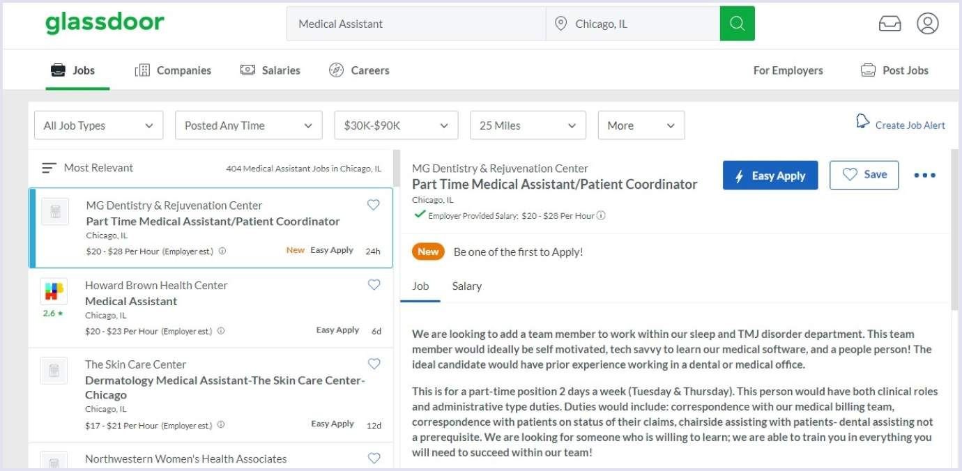 Glassdoor as a classifieds for job search example Example of a classified ads website for jobs