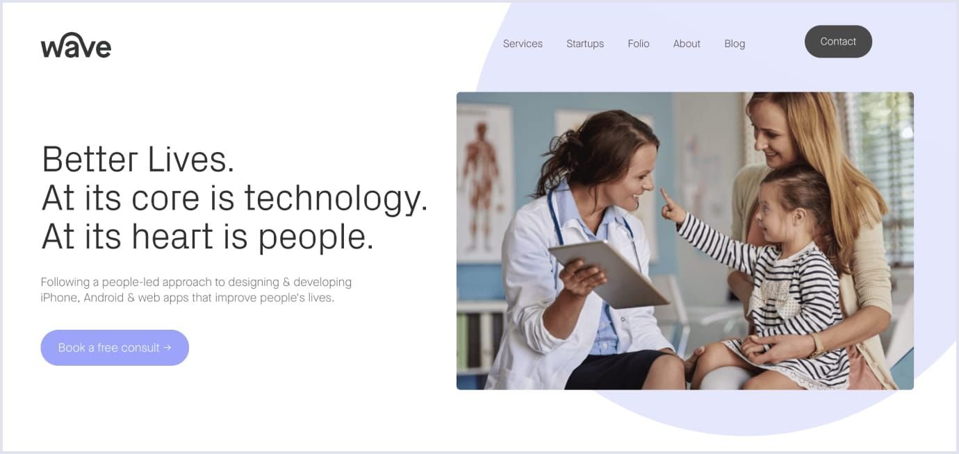 Wave Digital Product Development Agency Wave Digital homepage presenting digital product and software development services