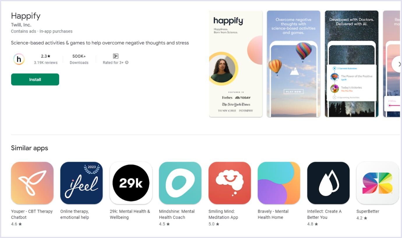 Similar app section in Google Play Similar app section