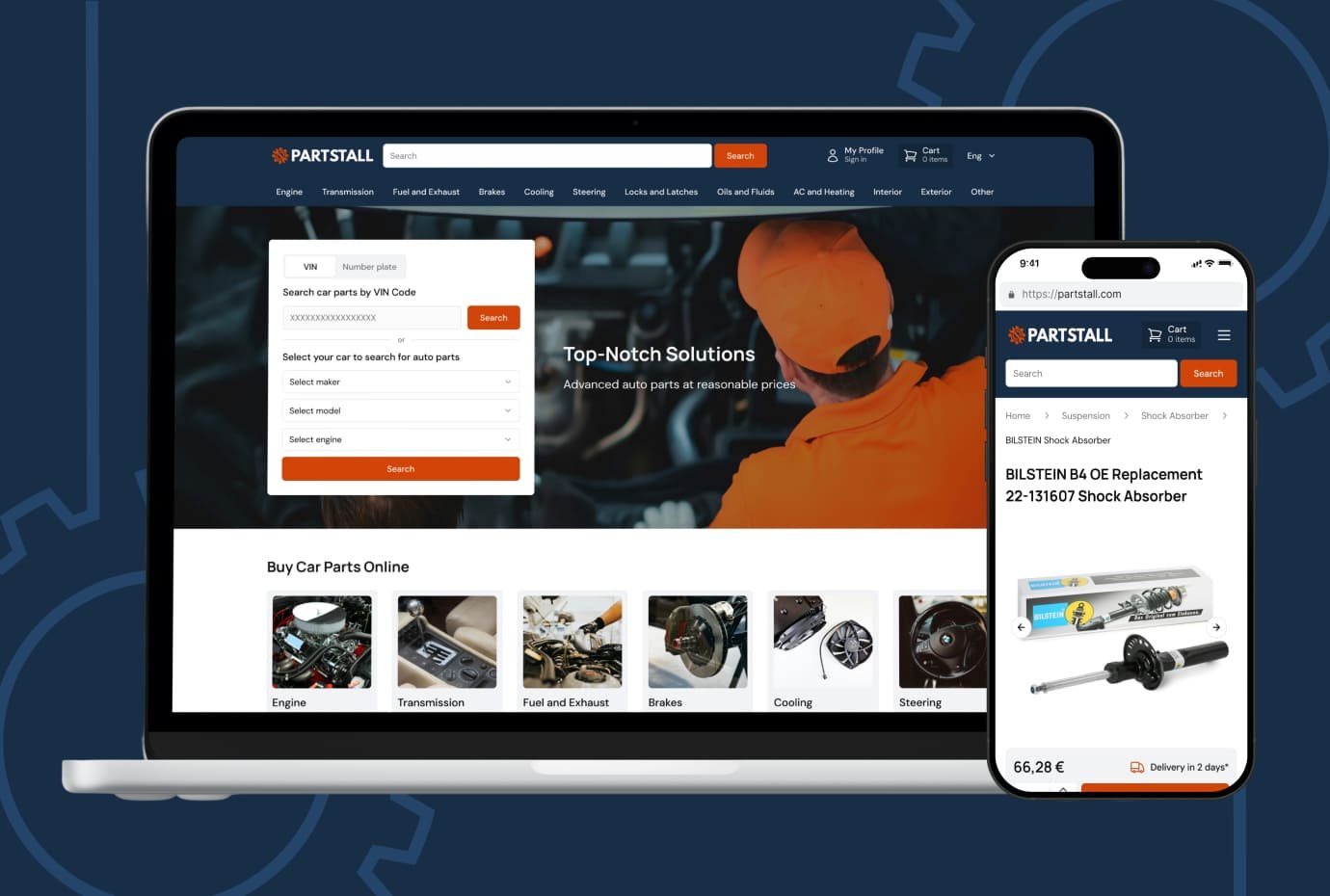 Design for the PartStall online auto parts marketplace Design for an online auto parts marketplace