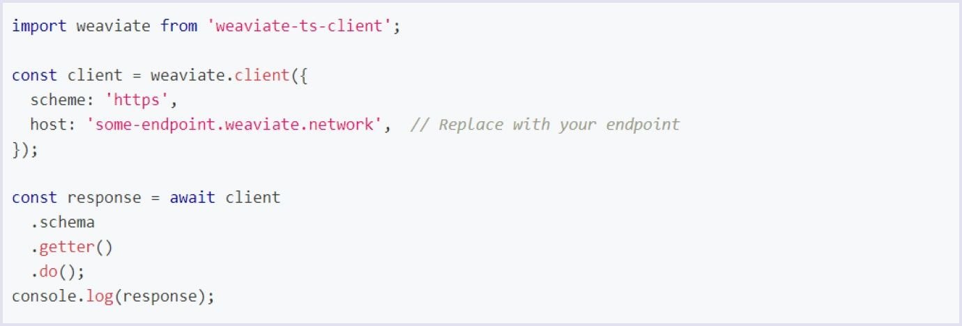 Weaviate client usage in TypeScript Weaviate client usage