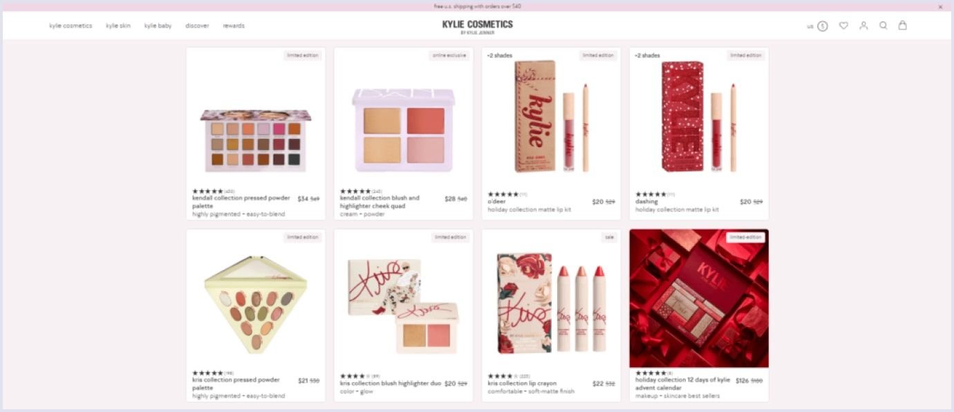 Kylie Cosmetics website developed with Shopify Kylie Cosmetics website built with Shopify