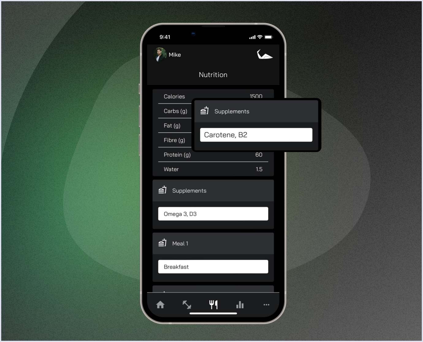 Clients' nutrition program in the Impact app | Codica Impact nutrition program for clients | Codica