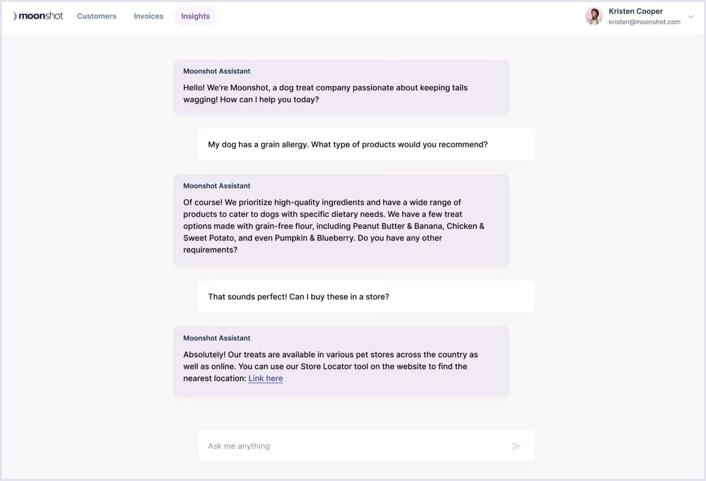 Example of a conversation with Zappier's AI Chatbot