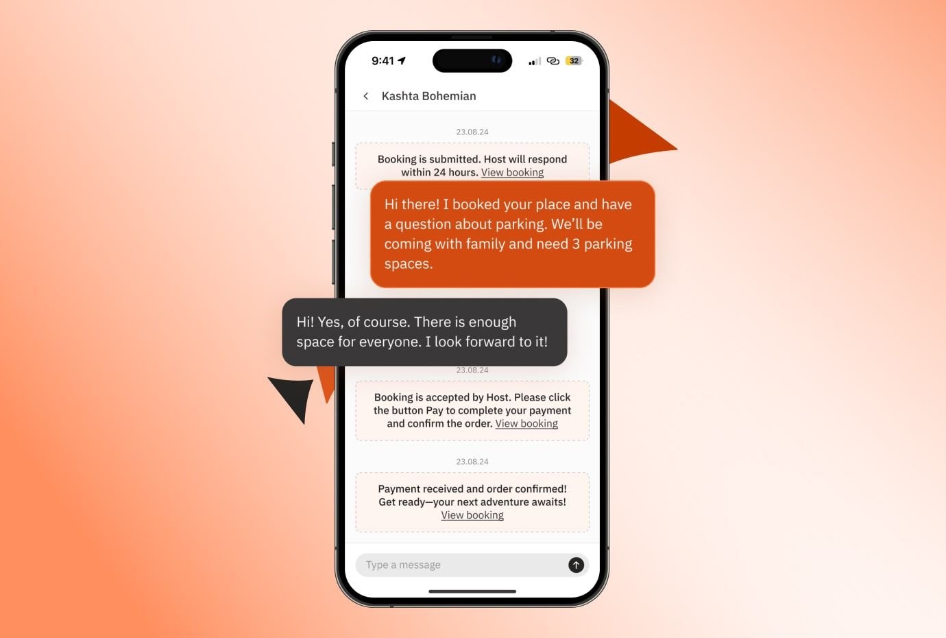Picnic booking app messaging