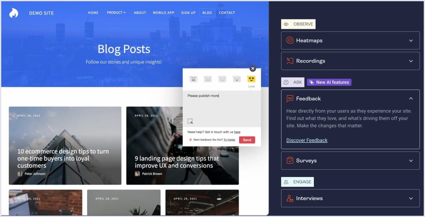 Hotjar’s functionality Example of Hotjar