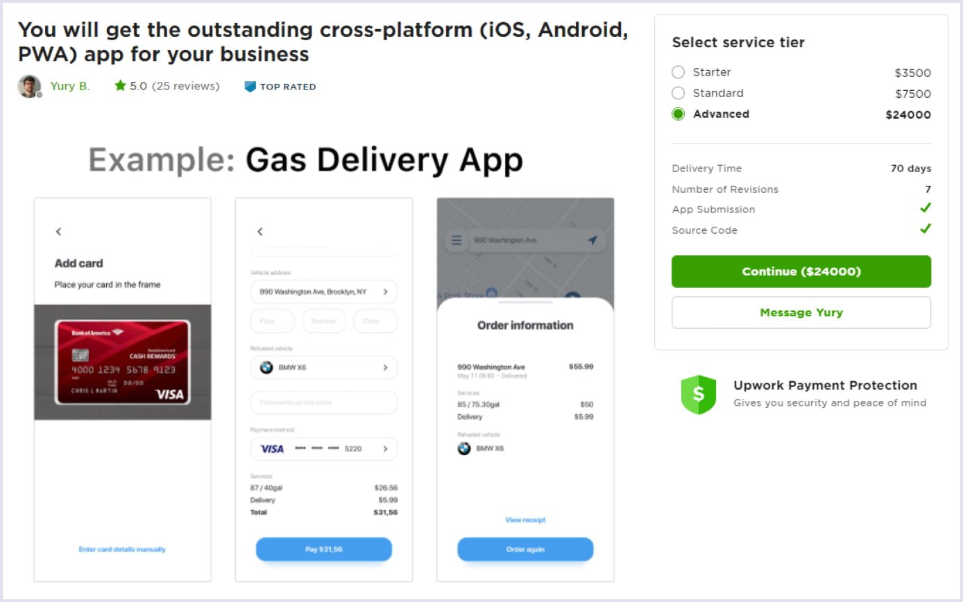 A predifined project on online freelance marketplace Upwork